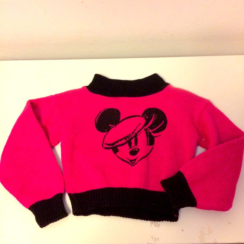 VTG 80s Mickey Mouse sweater JG Hook pink 12 mos